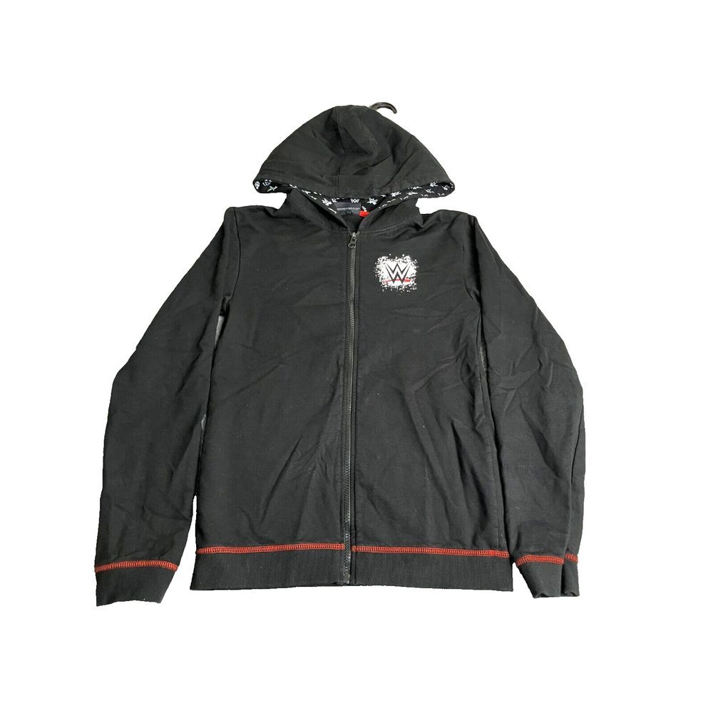 WWE Sweatshirt Youth Large Zip Up Wrestling Hoodie Sweater‎ Fleece Skater Boys